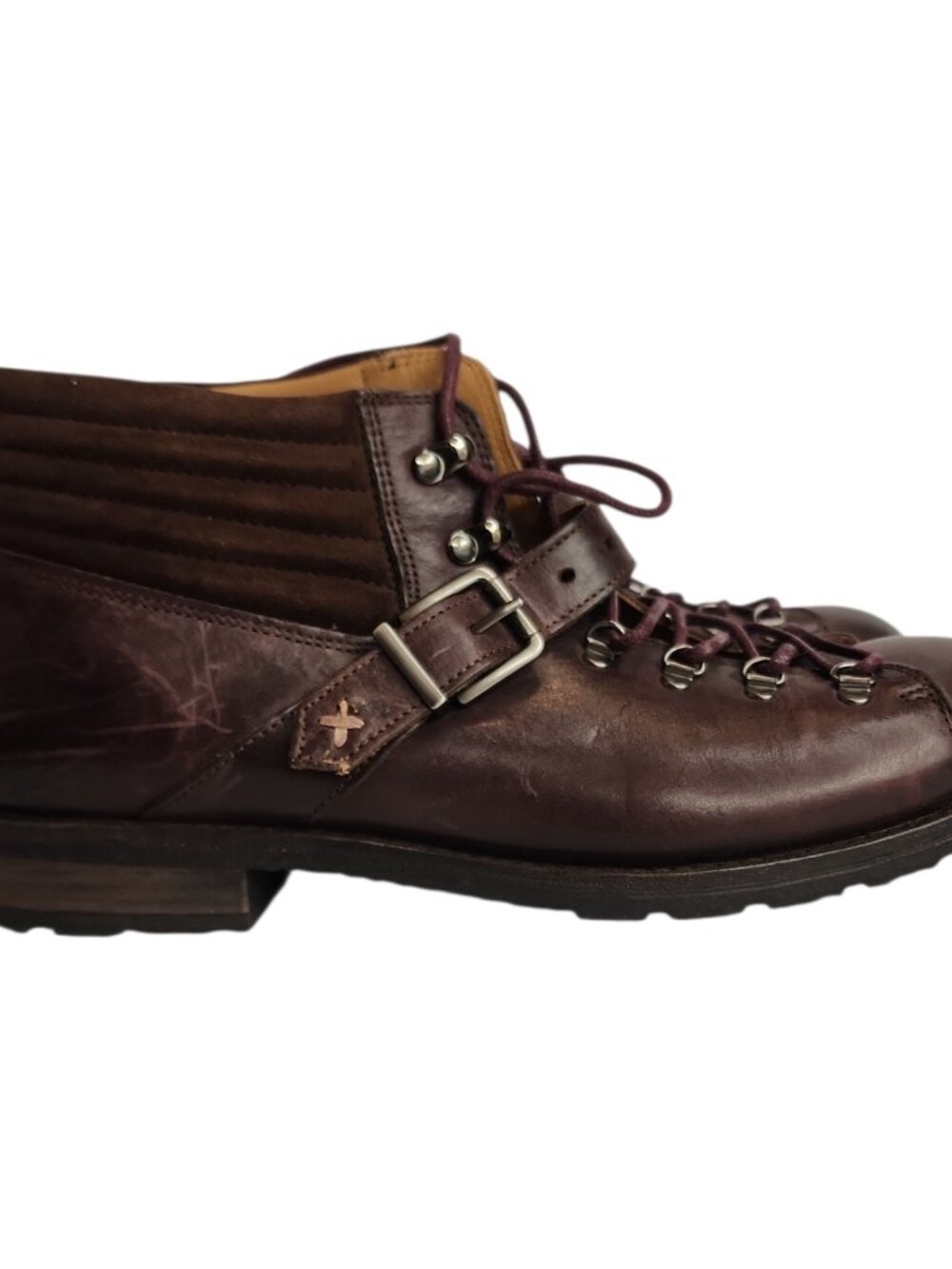 Sebago Laney Hiker Leather Ankle Boot Burgundy Lace-Up Buckle Size 10 - Picture 2 of 15